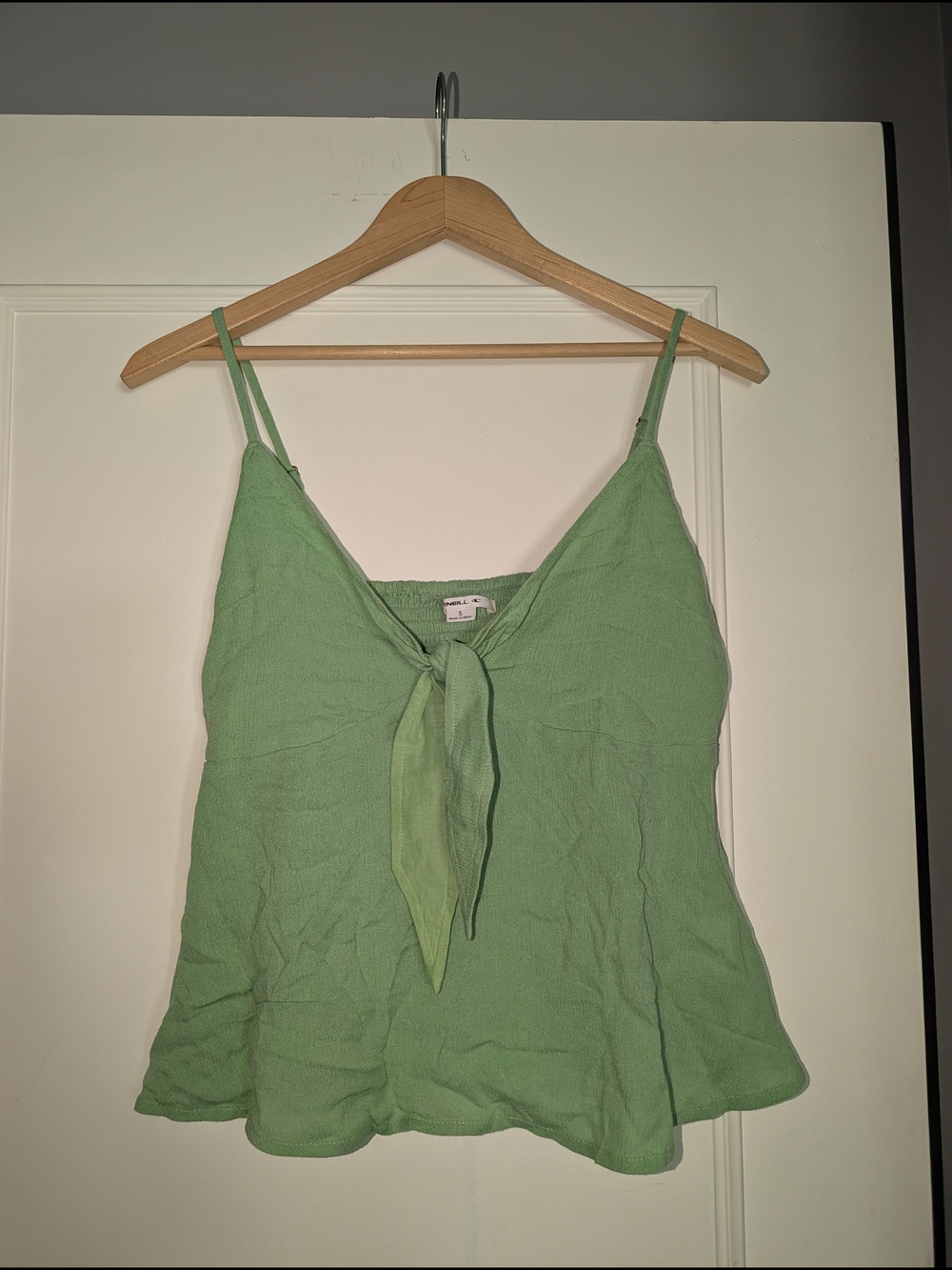 O'Neill Light Green Tie-Front Spaghetti Strap Tank Baby doll